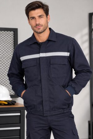 7×7 Gabardin Fosforlu İş Montu Lacivert