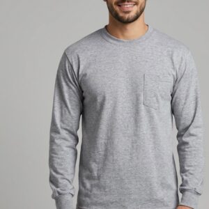 30/1  Süprem Bisiklet Yaka Uzun Kollu Basic T-Shirt Gri