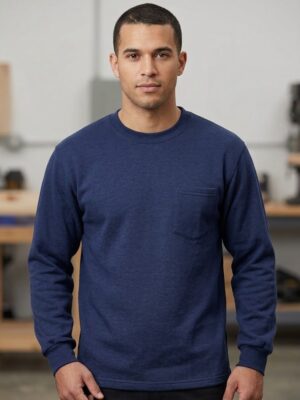 Bisiklet Yaka Sweatshirt 2 İplik Şardonlu Lacivert