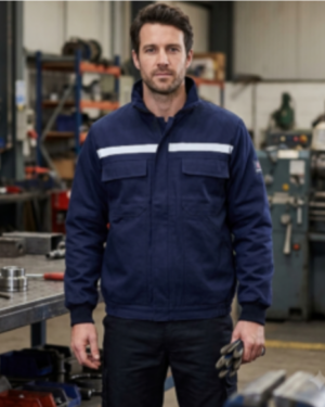 7×7 Gabardin Fosforlu İş Montu Kapitoneli Lacivert