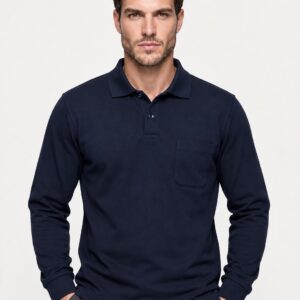 Polo Yaka Sweatshirt iki İplik Şardonlu Lacivert